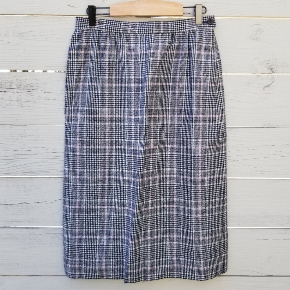 Pendleton Virgin Wool Houndstooth Plaid High Waist Skirt Size 10 - Picture 2 of 6